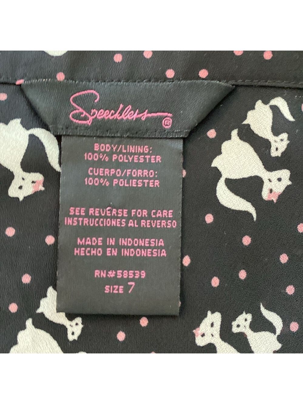 Speechless Black Dress with White Cats, Size 7 - Picture 14 of 16